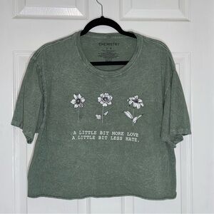 Chemistry Olive Cotton Graphic Crop Style T-Shirt A Little Bit More Love